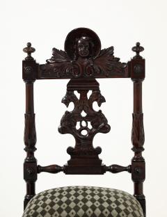 Antique Cherubs Angels Carved Walnut French Side Chairs - 3947677