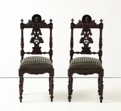 Antique Cherubs Angels Carved Walnut French Side Chairs - 3947678