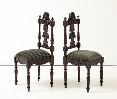 Antique Cherubs Angels Carved Walnut French Side Chairs - 3947679