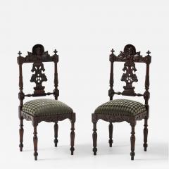 Antique Cherubs Angels Carved Walnut French Side Chairs - 3949067