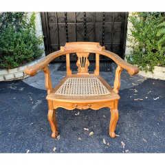 Antique Child s Italian Cane Seat Corner Arm Chair - 2829931
