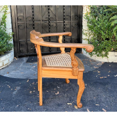Antique Child s Italian Cane Seat Corner Arm Chair - 2829942