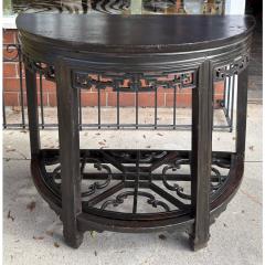 Antique Chinese Black Ebony Demilune Console Table - 4416220