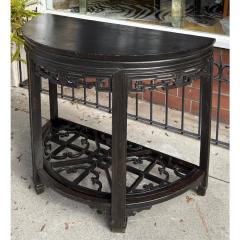 Antique Chinese Black Ebony Demilune Console Table - 4416221