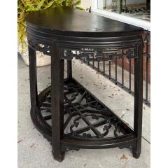 Antique Chinese Black Ebony Demilune Console Table - 4416222