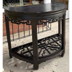 Antique Chinese Black Ebony Demilune Console Table - 4416224