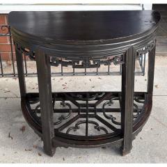 Antique Chinese Black Ebony Demilune Console Table - 4416226