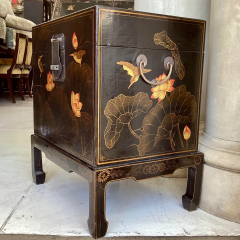 Antique Chinese Chinoiserie Floral Painted Chest on Stand - 3715851