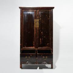 Antique Chinese Distressed Black Lacquer Cabinet - 3201530