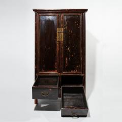 Antique Chinese Distressed Black Lacquer Cabinet - 3201531