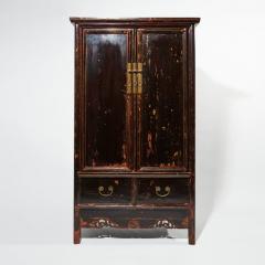 Antique Chinese Distressed Black Lacquer Cabinet - 3201532