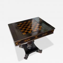 Antique Chinese Export Regency Black Chinoiserie Game Table - 4796460
