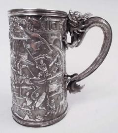 Antique Chinese Export Silver Battle Mug with Dragon Handle - 3772155