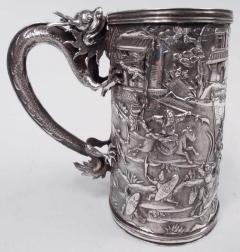 Antique Chinese Export Silver Battle Mug with Dragon Handle - 3772156