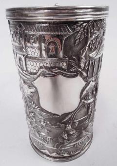 Antique Chinese Export Silver Battle Mug with Dragon Handle - 3772157