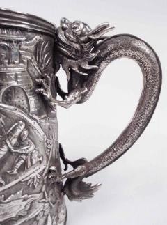 Antique Chinese Export Silver Battle Mug with Dragon Handle - 3772159