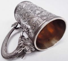 Antique Chinese Export Silver Battle Mug with Dragon Handle - 3772161