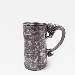 Antique Chinese Export Silver Battle Mug with Dragon Handle - 3817700