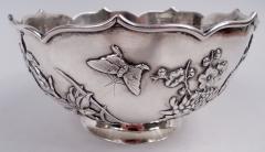 Antique Chinese Export Silver Blossom Butterfly Bowl - 4337666