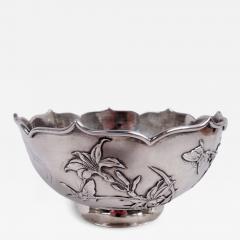 Antique Chinese Export Silver Blossom Butterfly Bowl - 4337875
