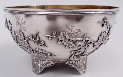Antique Chinese Export Silver Blossoming Branch Bowl - 4533524