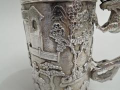 Antique Chinese Export Silver Mug with Dragon Handle - 3754103