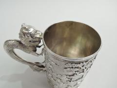 Antique Chinese Export Silver Mug with Dragon Handle - 3754108