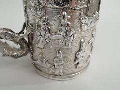 Antique Chinese Export Silver Mug with Dragon Handle - 3754110