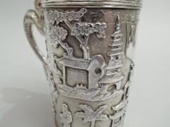 Antique Chinese Export Silver Mug with Dragon Handle - 3754111