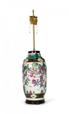 Antique Chinese Famille Rose Procession Scene Design Porcelain Vase Table Lamp - 4170857