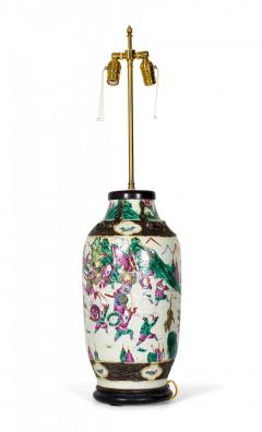 Antique Chinese Famille Rose Procession Scene Design Porcelain Vase Table Lamp - 4170858