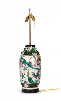 Antique Chinese Famille Rose Procession Scene Design Porcelain Vase Table Lamp - 4170859