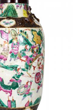 Antique Chinese Famille Rose Procession Scene Design Porcelain Vase Table Lamp - 4170860