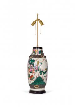 Antique Chinese Famille Rose Procession Scene Design Porcelain Vase Table Lamp - 4170883