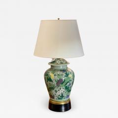 Antique Chinese Famille Verde Chinoiserie Porcelain Lamp With Custom Shade - 2002525