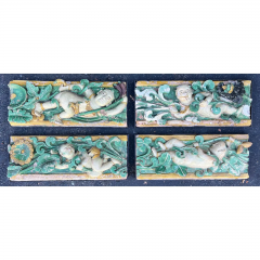 Antique Chinese Figural Architectural Tiles Set of 4 - 2869794