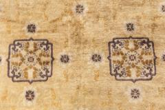 Antique Chinese Geometric Sandy Beige Camel Anthracite Handmade Silk Rug - 2450077