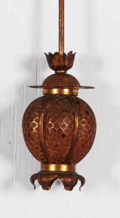 Antique Chinese Gilt Metal Lantern Pendant Light Fixtures a Pair - 2039533