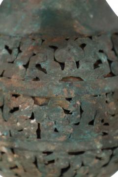 Antique Chinese Han Dynasty Style Patinated Bronze Pierced Urn - 4633892