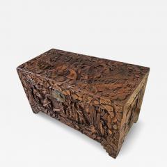 Antique Chinese Hand Carved Cedar Lined Camphor Chest Box - 4248568