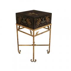 Antique Chinese Lacquer Box on Gilt Metal Stand Now a Side Table - 3548787