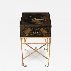 Antique Chinese Lacquer Box on Gilt Metal Stand Now a Side Table - 3549490