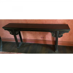 Antique Chinese Ming Style Black Lacquer Altar Console Table - 2850116