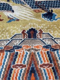 Antique Chinese Ningxia Tibetan Dragon Pillar Rug Qing Dynasty - 4313962
