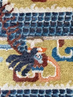 Antique Chinese Ningxia Tibetan Dragon Pillar Rug Qing Dynasty - 4314001
