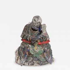 Antique Chinese Painted Clay Buddha Statue - 4260590