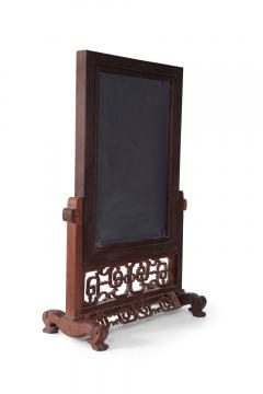 Antique Chinese Painted Porcelain Plate and Wood Vanity Mirror - 4408980