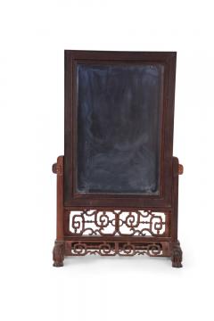 Antique Chinese Painted Porcelain Plate and Wood Vanity Mirror - 4408984