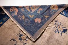Antique Chinese Peking blue carpet Hand knotted - 3690879