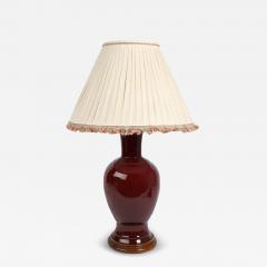 Antique Chinese Pigeon Blood Sang De Boeuf Porcelain Table Lamp W Custom Shade - 4393008